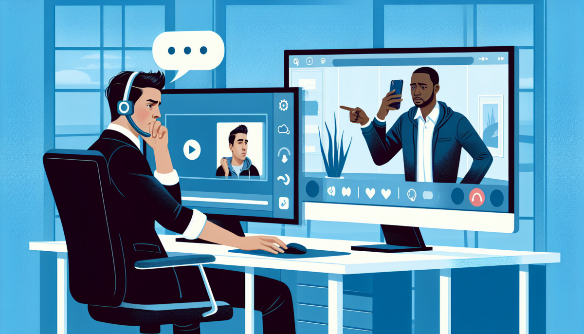 Support agent frustrated by blurry photo in visual customer support chat