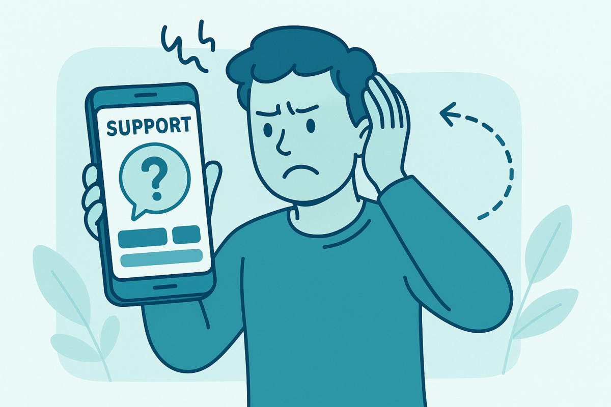 Frustrated customer abandoning a poorly designed support app
