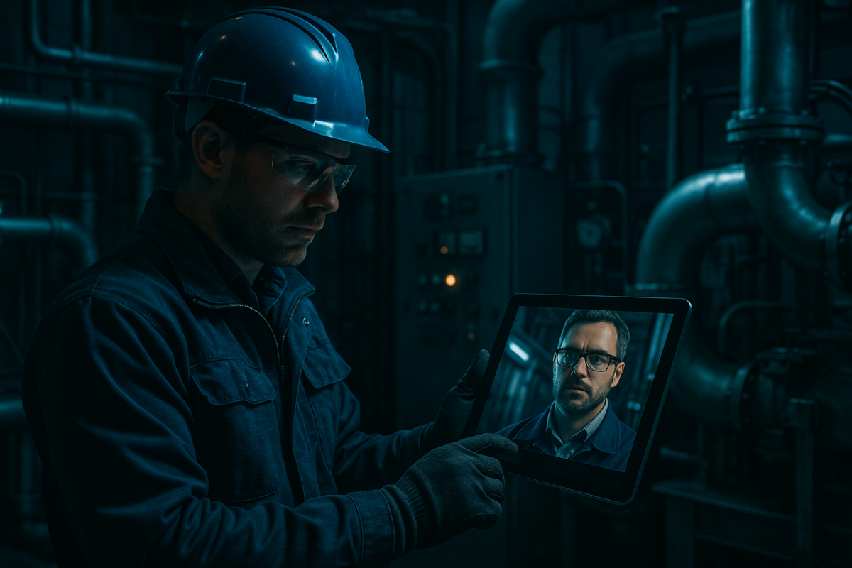 Visual support for field service — field technician using live video to connect with a remote expert