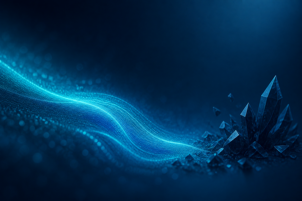 Abstract wave of particles flowing away from jagged shapes, illustrating the hard cases ticket deflection leaves behind