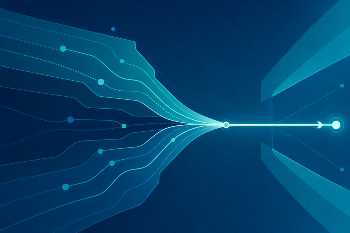 Abstract blue and teal paths representing field service coaching