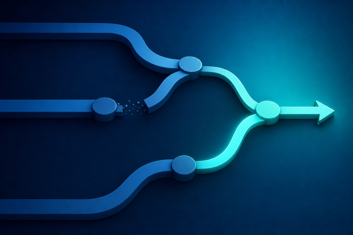 Abstract illustration of connected paths representing customer experience ownership