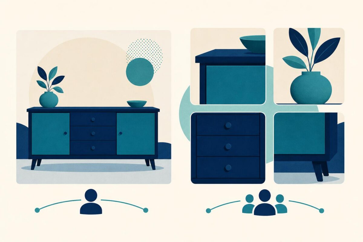 Whole furniture context contrasted with isolated angles