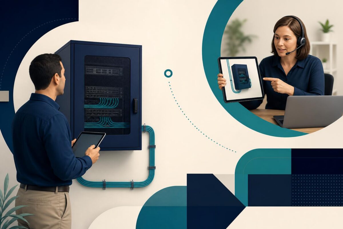 Onsite network switch identification shared with a support specialist