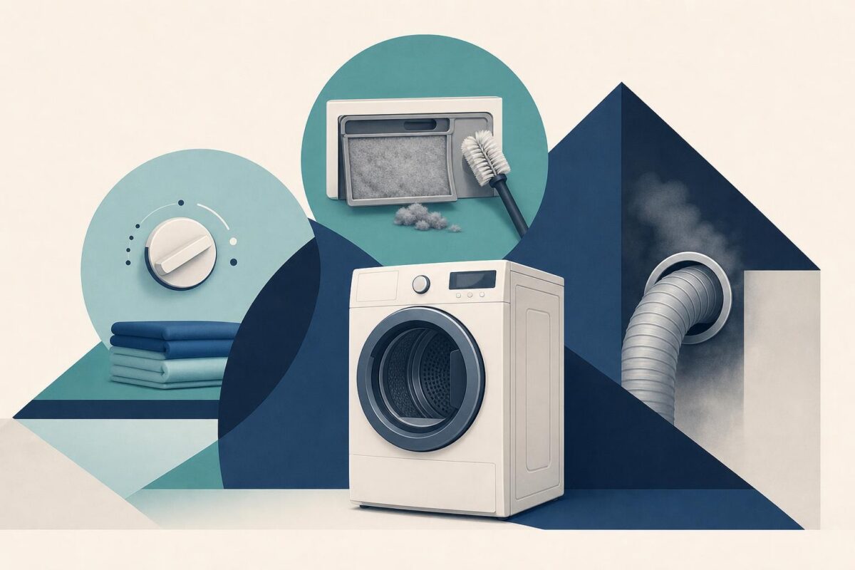 Dryer, lint filter and exhaust arrangement