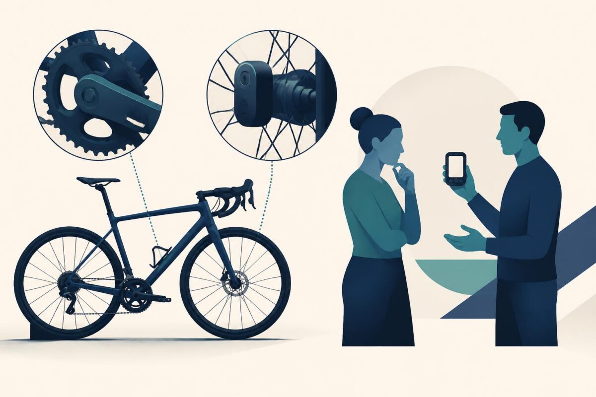 Garmin visual support concept identifying bicycle crank and wheel-hub sensors