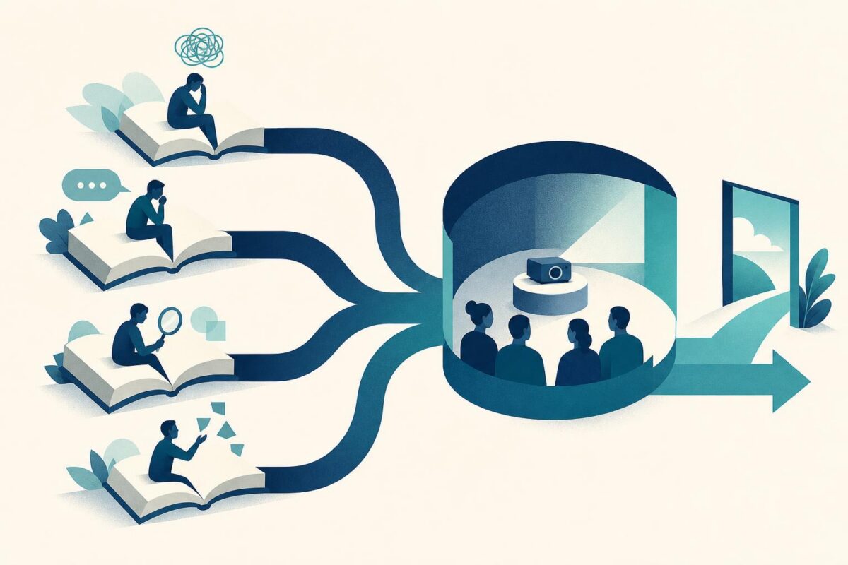 Separate knowledge-base paths joining shared support
