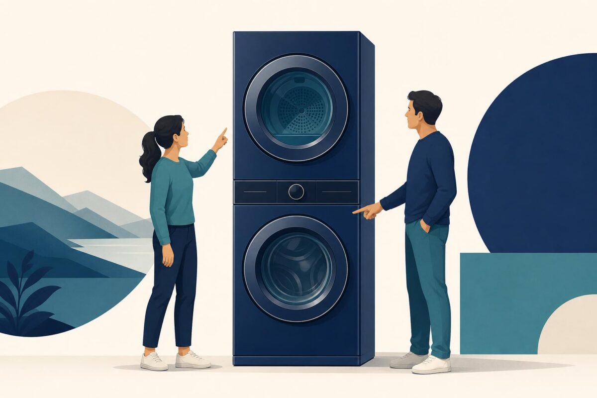 LG visual support concept showing identification of a vertical laundry tower
