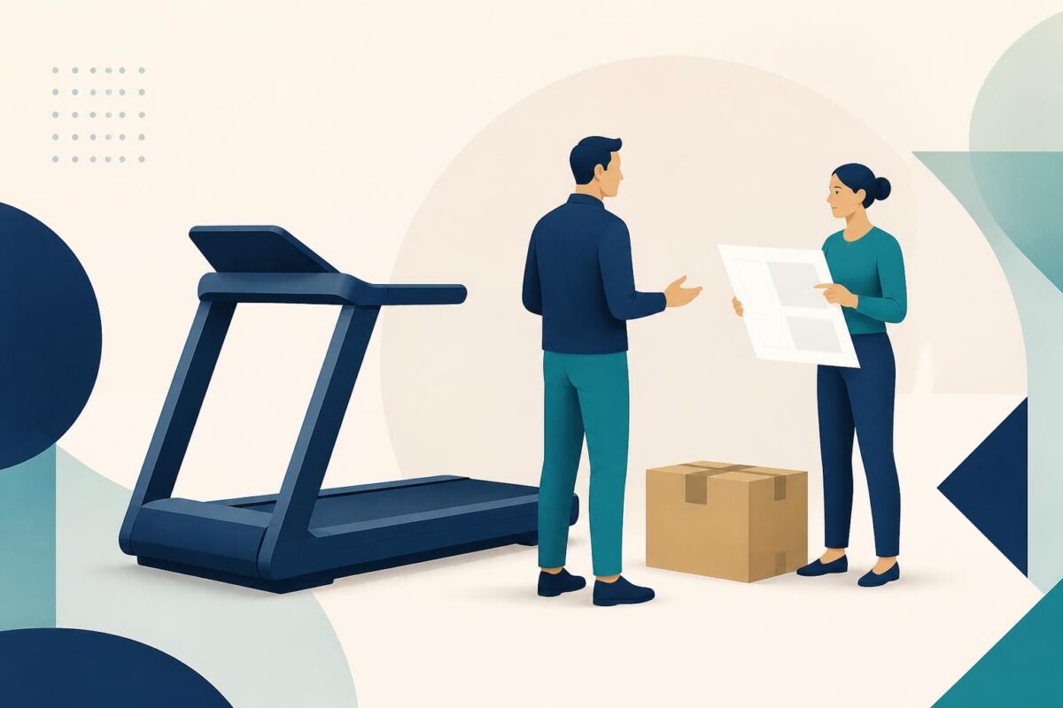NordicTrack visual support concept clarifying treadmill delivery and assembly status