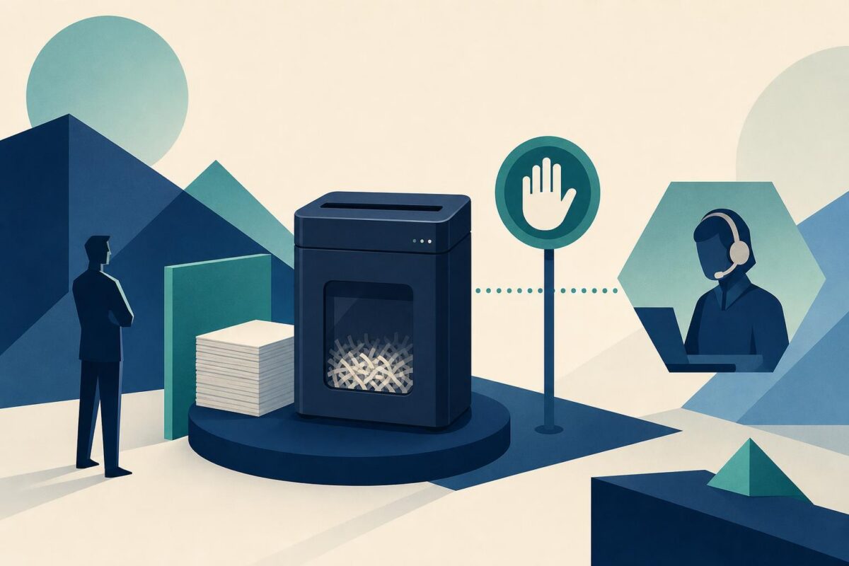 Paper shredder and a safe stopping boundary