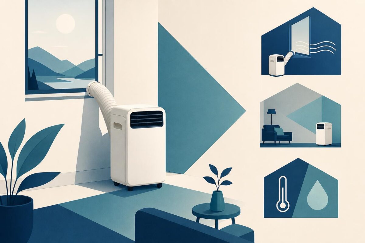 Portable air conditioner and window exhaust arrangement