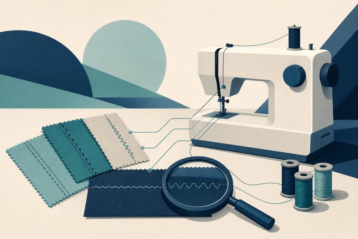 Sewing machine and contrasting stitch samples