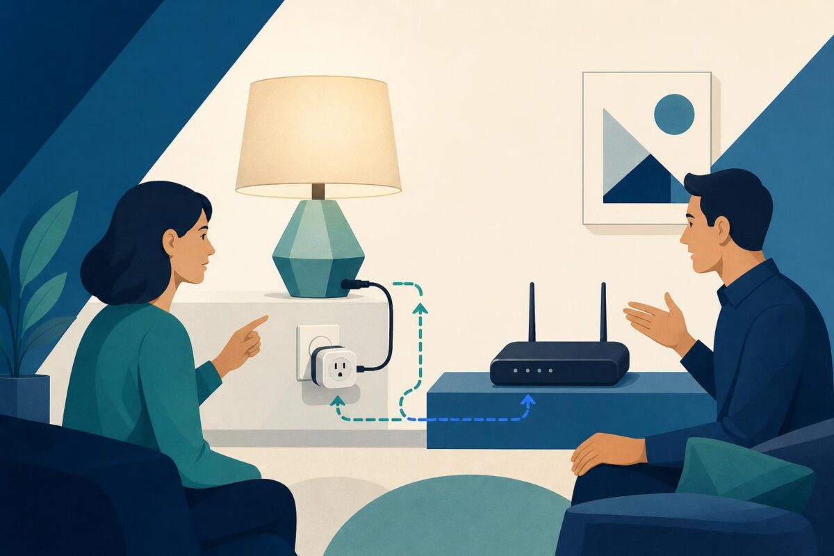 Smart plug and lamp distinguished from nearby networking equipment