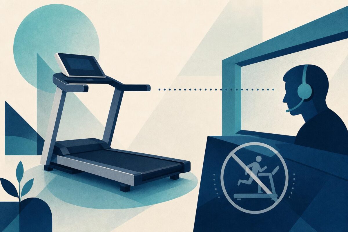 Unoccupied treadmill and remote support observer