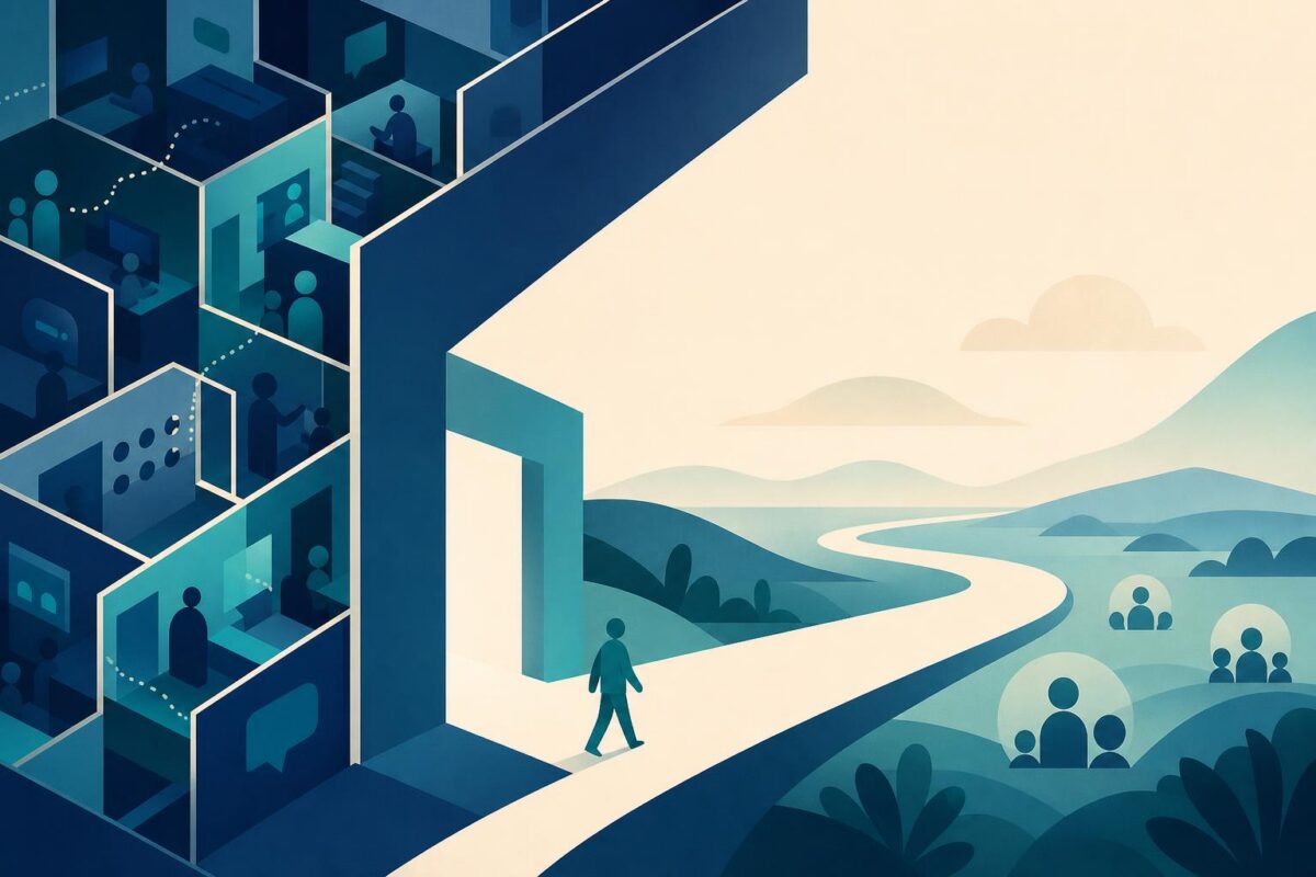 Internal collaboration space and a customer support path