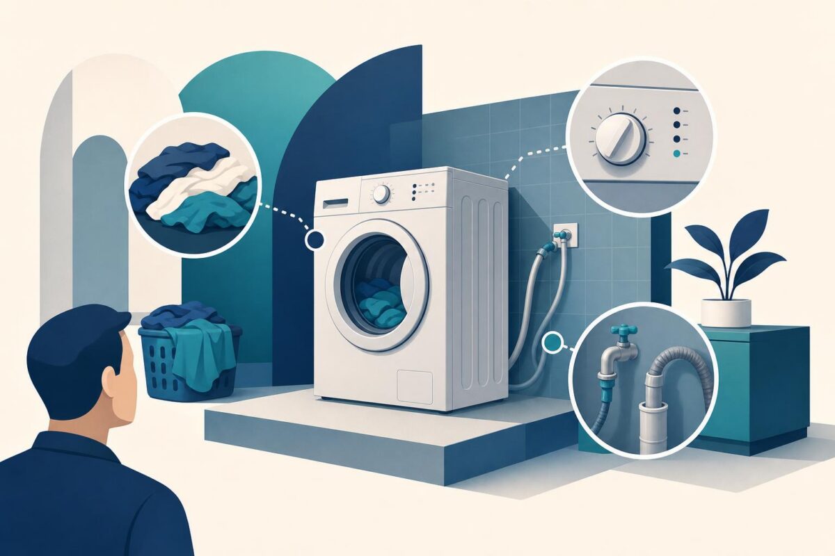 Washing machine, load and external connections