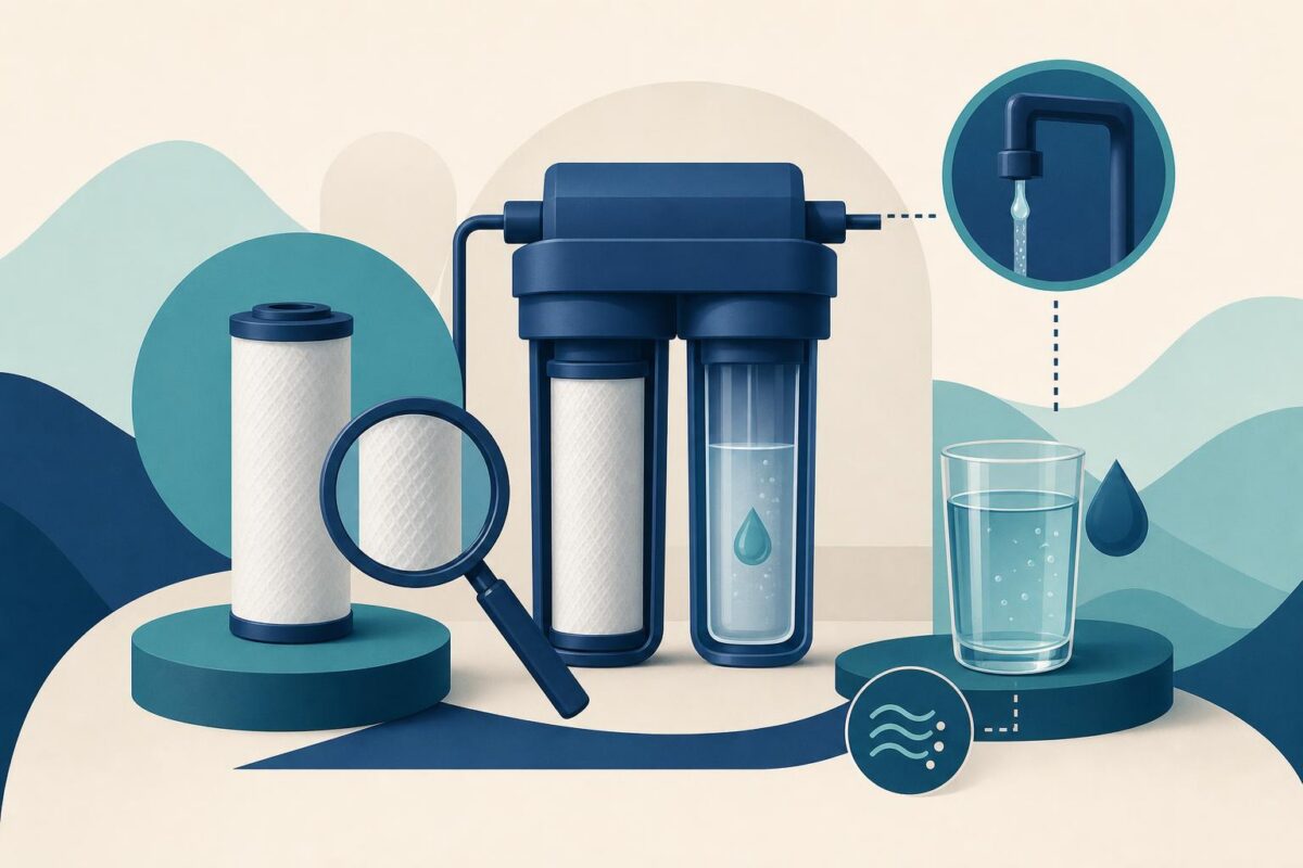 Water filter housing, cartridge and flow context